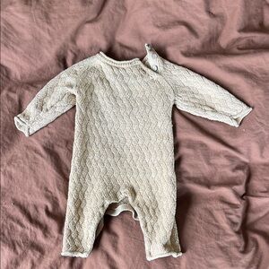 Quincy Mae Cream Knit Baby Footie One-Piece